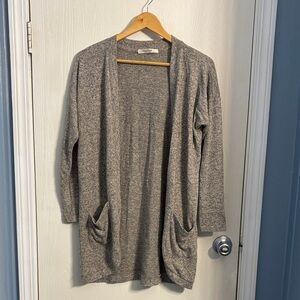 Cozy Tan/ Gray Open Front Cardigan